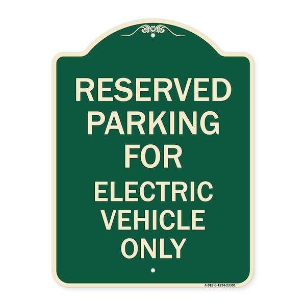 Parking Reserved for Electric Vehicle Heavy-Gauge Aluminum Sign, 24" x 18", G-1824-23391